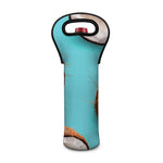 Blue Coconut Pattern Print Single Neoprene Wine Tote