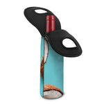 Blue Coconut Pattern Print Single Neoprene Wine Tote