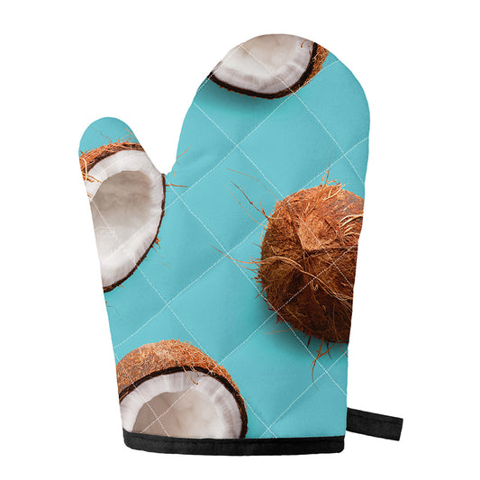 Blue Coconut Pattern Print Single Oven Mitt