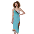 Blue Coconut Pattern Print Slim Fit Midi Cami Dress