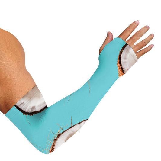 Blue Coconut Pattern Print Sun Protection Arm Sleeves