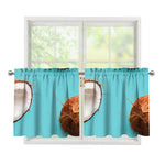 Blue Coconut Pattern Print Tier Curtains