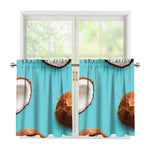 Blue Coconut Pattern Print Tier Curtains