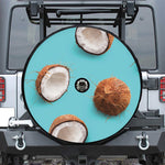 Blue Coconut Pattern Print Tire Cover With Camera Hole