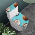 Blue Coconut Pattern Print Toilet Lid And Tank Cover Set