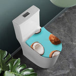 Blue Coconut Pattern Print Toilet Lid Cover