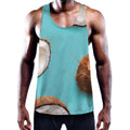 Blue Coconut Pattern Print Men's Workout Tank Top