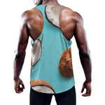 Blue Coconut Pattern Print Training Tank Top