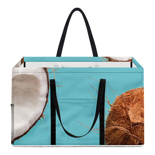 Blue Coconut Pattern Print Utility Tote Bag