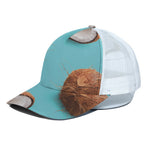 Blue Coconut Pattern Print White Mesh Trucker Cap