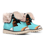 Blue Coconut Pattern Print Winter Boots