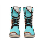 Blue Coconut Pattern Print Winter Boots