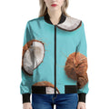 Blue Coconut Pattern Print Women's Bomber Jacket
