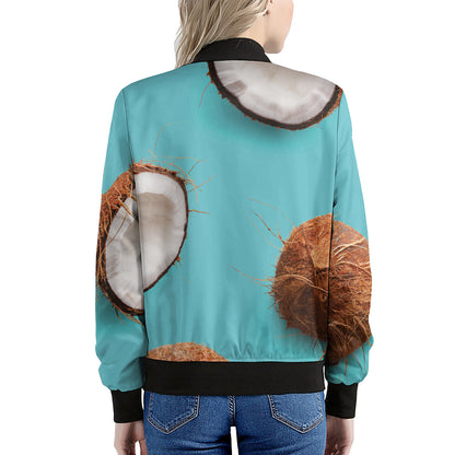 Blue Coconut Pattern Print Women's Bomber Jacket