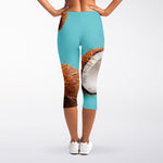 Blue Coconut Pattern Print Women's Capri Leggings