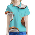 Blue Coconut Pattern Print Women's Polo Shirt