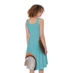 Blue Coconut Pattern Print Women's Sleeveless Dress