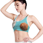 Blue Coconut Pattern Print Women's Sports Bra