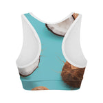 Blue Coconut Pattern Print Women's Sports Bra
