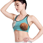Blue Coconut Pattern Print Women's Sports Bra