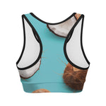 Blue Coconut Pattern Print Women's Sports Bra