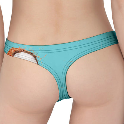 Blue Coconut Pattern Print Women's Thong