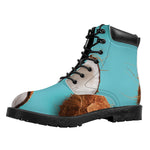 Blue Coconut Pattern Print Work Boots