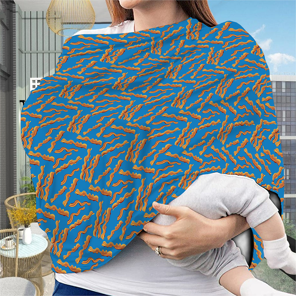 Blue Crispy Bacon Pattern Print Baby Seat Cover