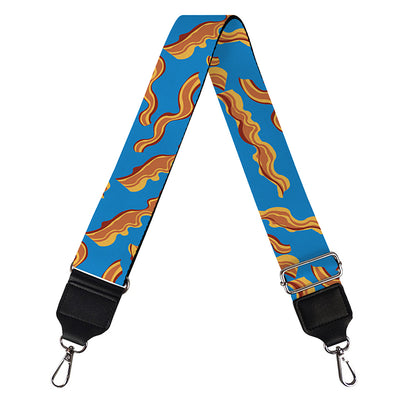 Blue Crispy Bacon Pattern Print Bag Strap