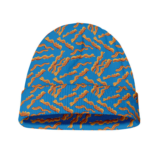 Blue Crispy Bacon Pattern Print Beanie
