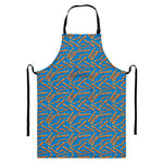 Blue Crispy Bacon Pattern Print Bib Apron With Pocket