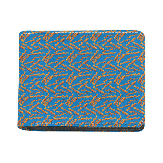 Blue Crispy Bacon Pattern Print Bifold Wallet
