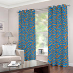 Blue Crispy Bacon Pattern Print Blackout Grommet Curtains