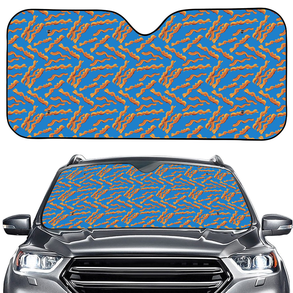 Blue Crispy Bacon Pattern Print Car Windshield Sun Shade