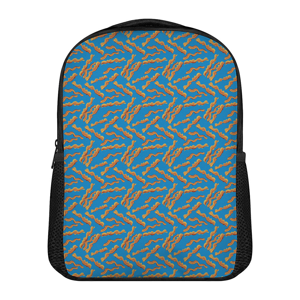 Blue Crispy Bacon Pattern Print Casual Backpack