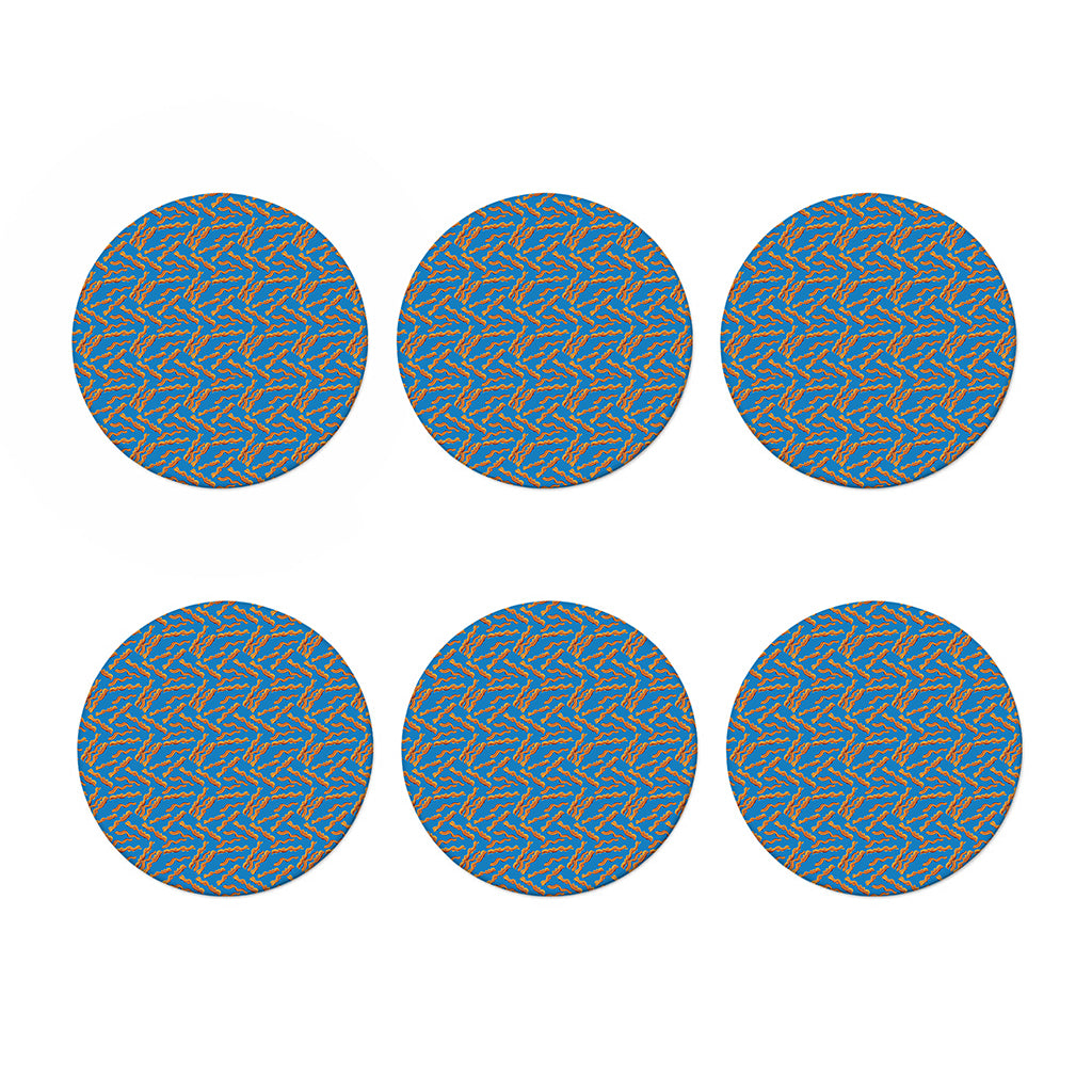 Blue Crispy Bacon Pattern Print Coaster Set