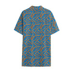 Blue Crispy Bacon Pattern Print Cotton Hawaiian Shirt