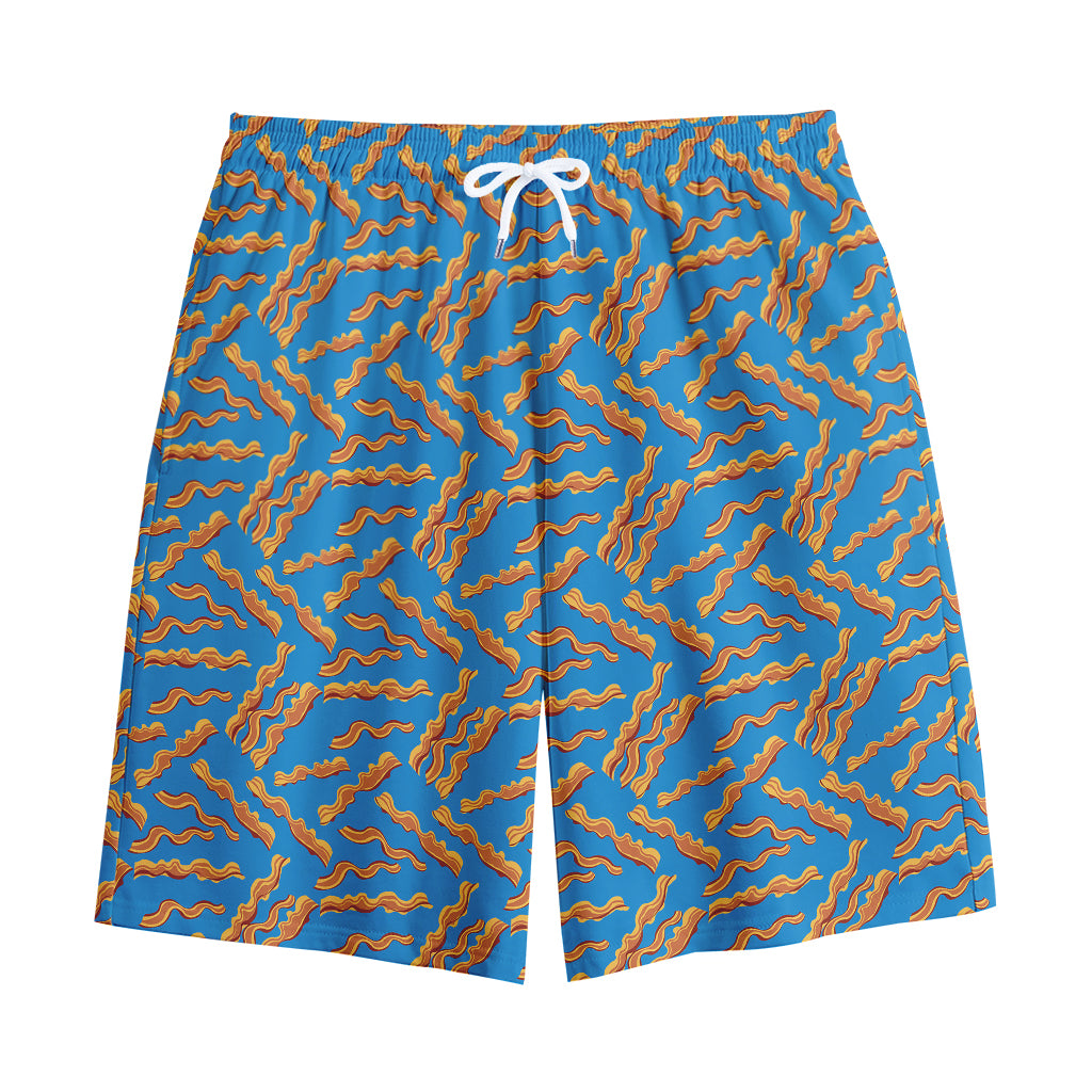 Blue Crispy Bacon Pattern Print Cotton Shorts