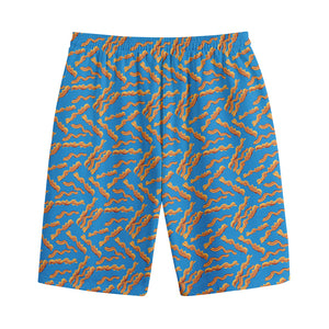 Blue Crispy Bacon Pattern Print Cotton Shorts