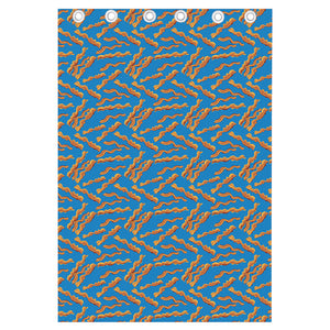 Blue Crispy Bacon Pattern Print Curtain