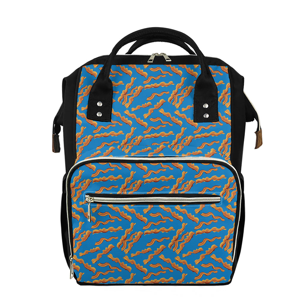 Blue Crispy Bacon Pattern Print Diaper Bag