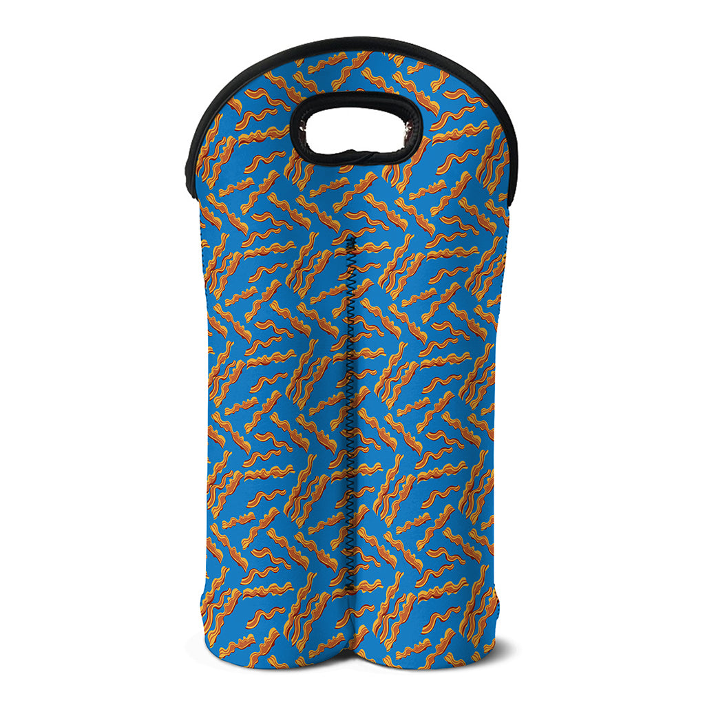Blue Crispy Bacon Pattern Print Double Neoprene Wine Tote