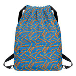 Blue Crispy Bacon Pattern Print Drawstring Backpack