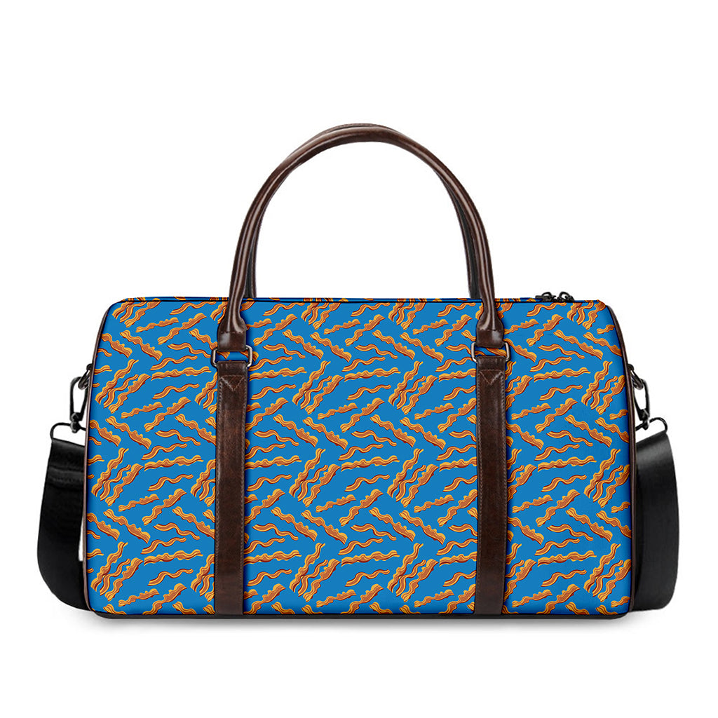 Blue Crispy Bacon Pattern Print Duffle Bag