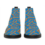 Blue Crispy Bacon Pattern Print Flat Ankle Boots