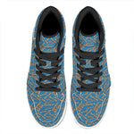 Blue Crispy Bacon Pattern Print High Top Leather Sneakers