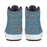 Blue Crispy Bacon Pattern Print High Top Leather Sneakers