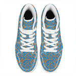 Blue Crispy Bacon Pattern Print High Top Leather Sneakers