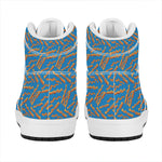 Blue Crispy Bacon Pattern Print High Top Leather Sneakers