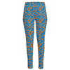 Blue Crispy Bacon Pattern Print High-Waisted Pocket Leggings